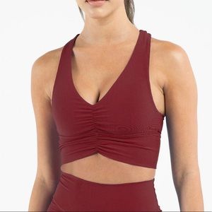 Red Ribbed Sports Bra